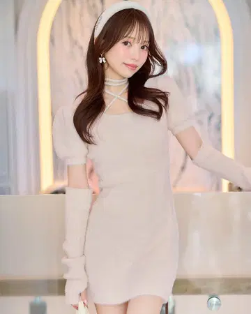 미셸 마카롱 암 워머 샤기 니트