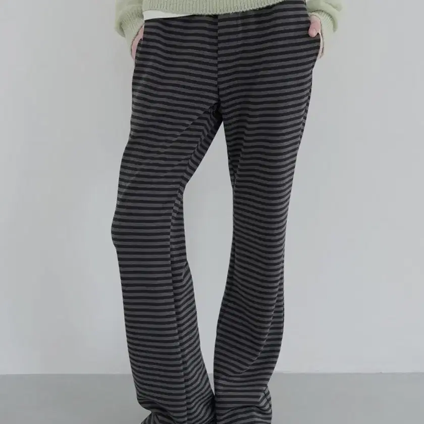 ◇ENZO BLUES◇ Mild Stripe Banding Bootcut Pants Black New product) Enjo Blues Mild Stripe Banding Bootcut Pants