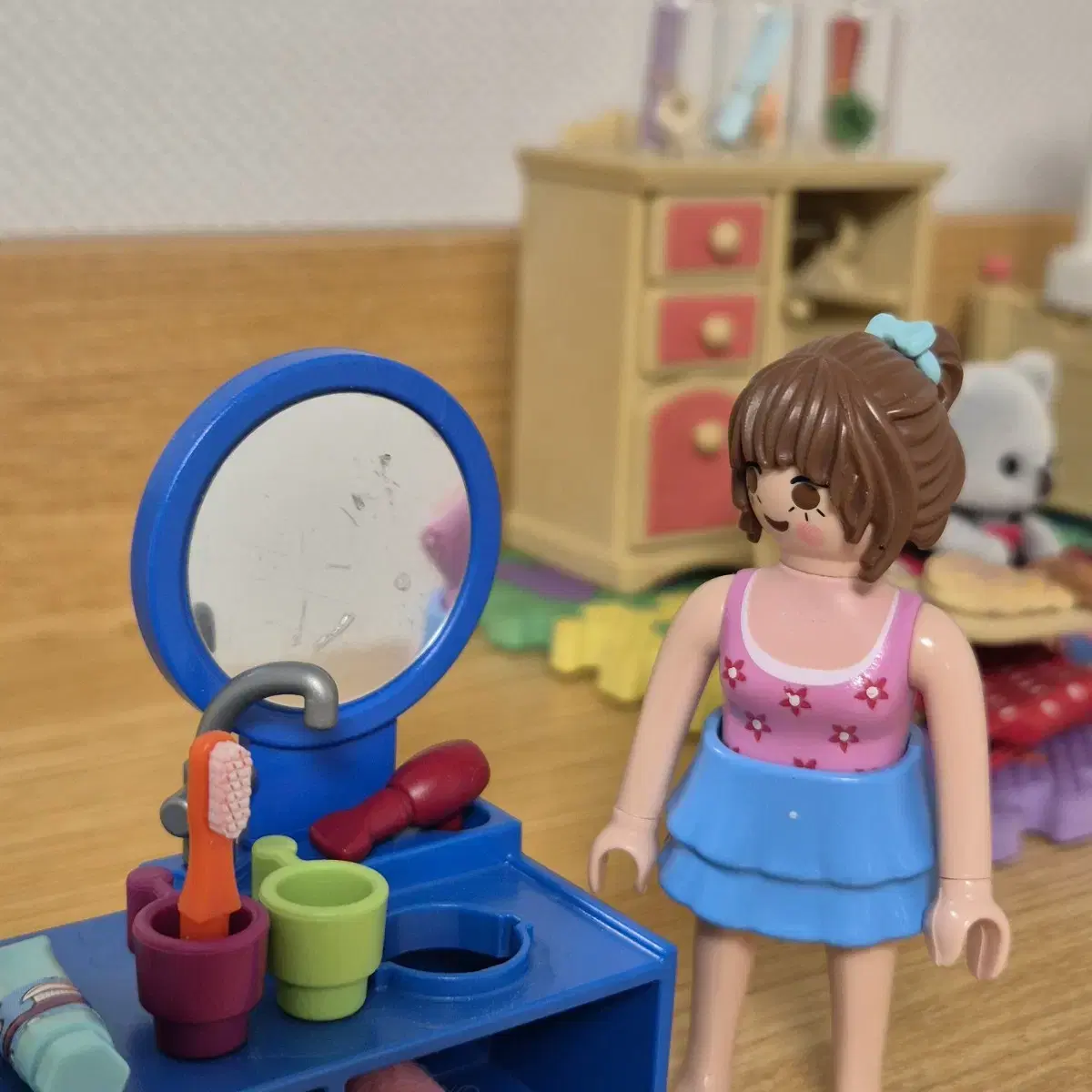 플레이모빌 욕실세트+꽃무늬 수영복 여자 (플모,귀여운 피규어)