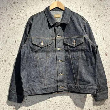 90s 고지 제 리지드 데님 자켓 인디고 빨간색 귀 브랜드 OEM
