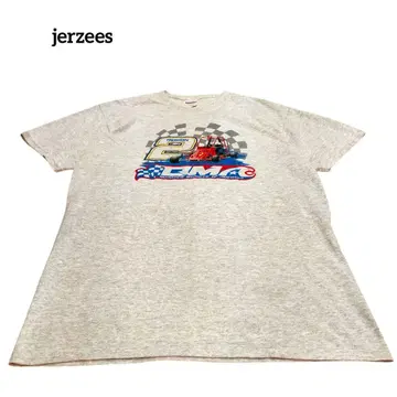 구제 의류 jerzees 반팔 티셔츠 레이싱 프린트 티셔츠 00년대