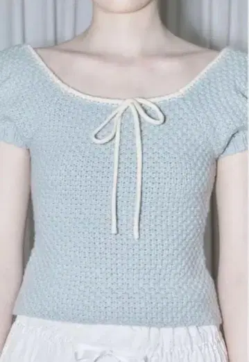 Sinoon Puff Half Knit Top 블루 시눈
