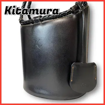 새상품급 Kitamura 키타무라 핸드백 버킷 가죽 블랙
