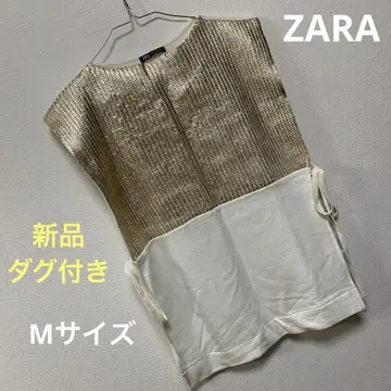 ZARA 새상품 택 포함 베스트 끈 포함 화이트 골드 M 사이즈
