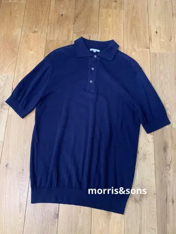 morris&sons 니트 폴로 셔츠 네이비 코튼 니트