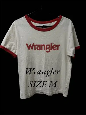 [레어] Wrangler 티셔츠 사이즈 M 화이트/레드 빈티지 링거 셔츠