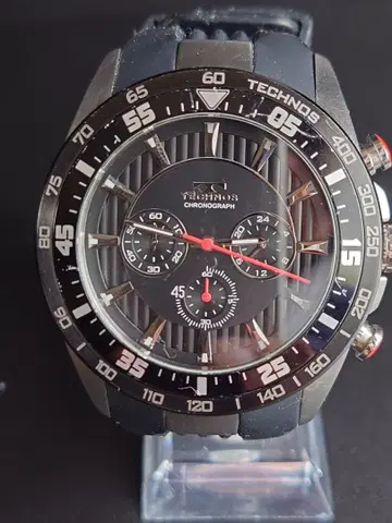 TECHNOS 크로노그래프 손목시계 블랙