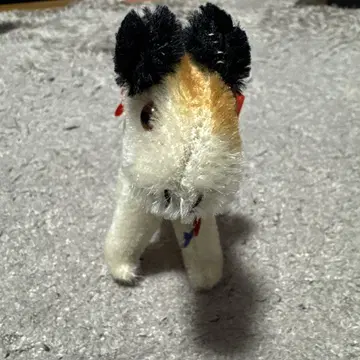 Steiff 빈티지 개 봉제 인형 빨간 리본 포함