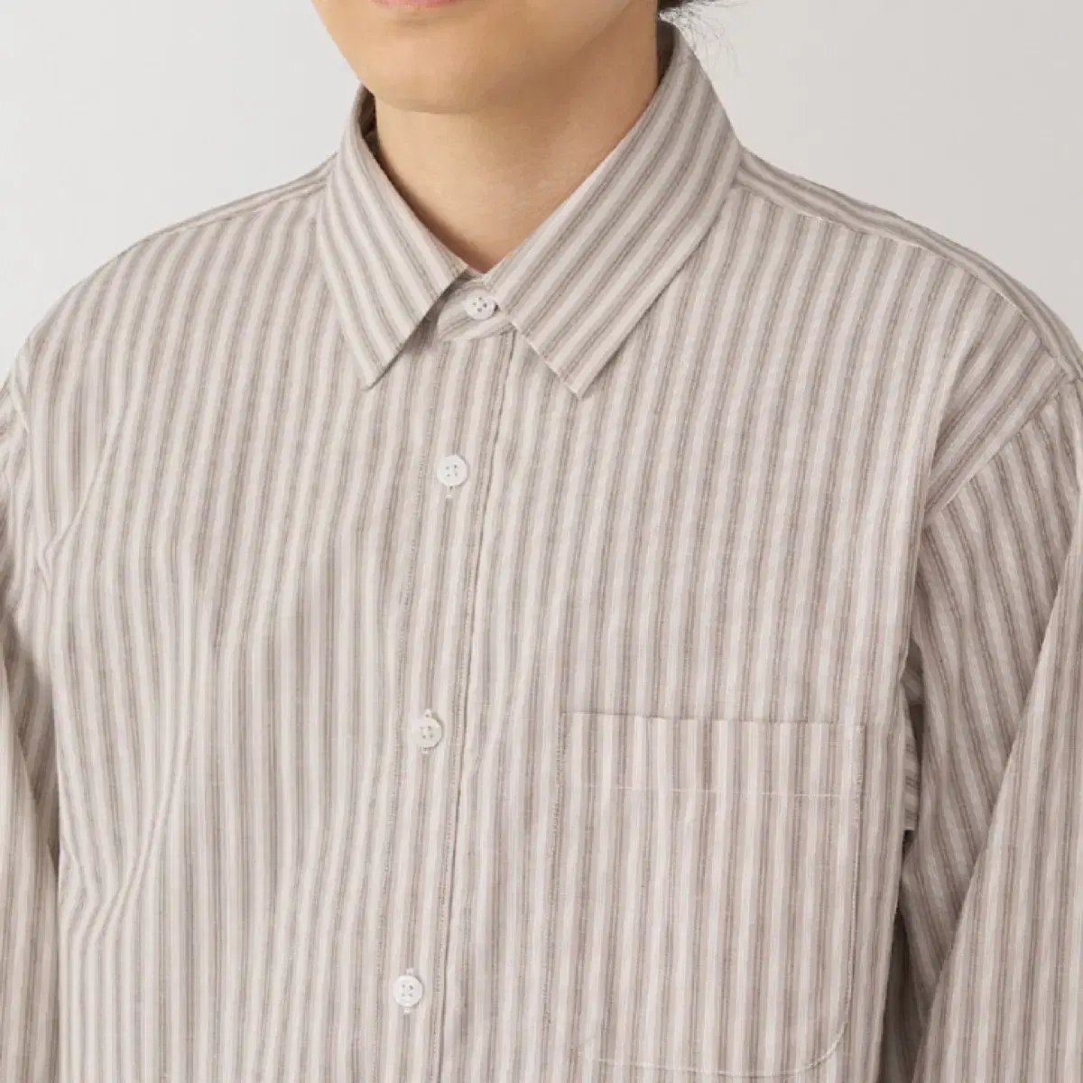 Muji Men's Washed Broad Regular Collar Long Sleeve Shirt
