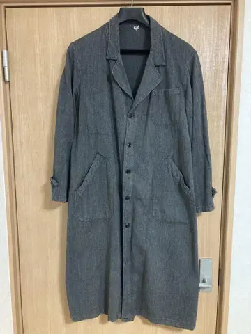빈티지 프렌치 워크 블랙 샴브레이 코트