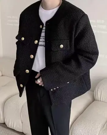 트위드 자켓 럭셔리 노카라 파티 스타일리시