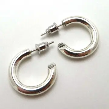 페어 두께 4mm 핸드메이드 실버 925 후프 귀걸이