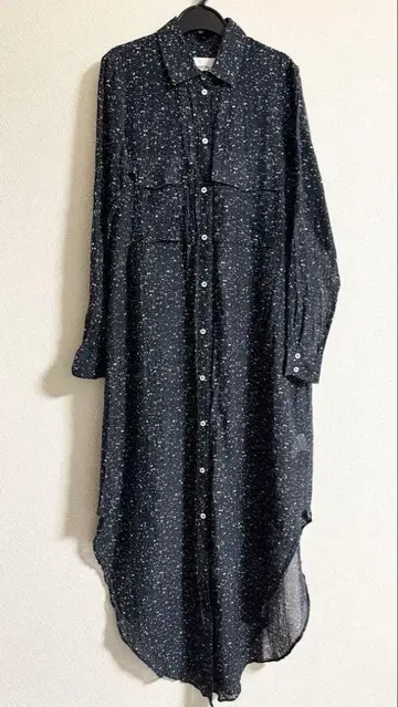 nanushka 나누슈카 패턴 실크 혼방 셔츠 원피스 S 네이비 네이비