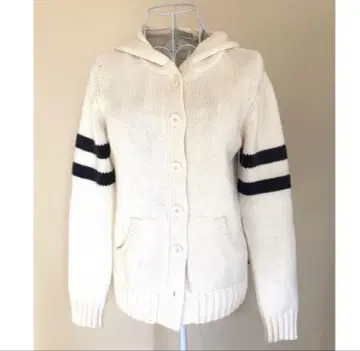 정품 폴로 후드 부착 화이트 가디건