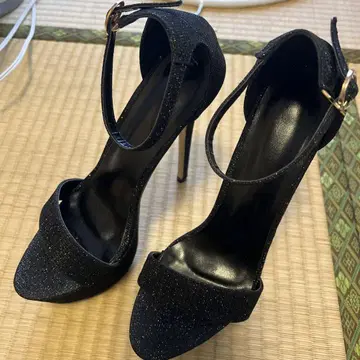 블랙 라메 믹스 하이힐 24.5cm