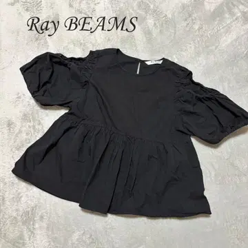 Ray BEAMS 블라우스 블랙 퍼프 슬리브 오픈 숄더 새상품급