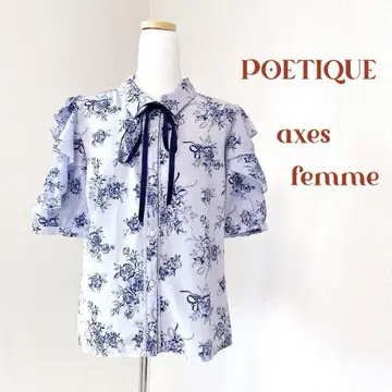 POETIQUE 어깨가 파인 꽃무늬 레이스 반팔 셔츠