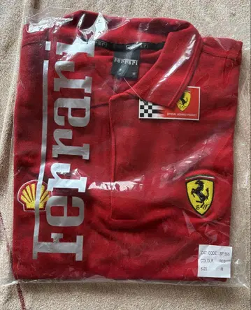 Ferrari 빨간색 피케 셔츠 M 사이즈 공식 라이선스