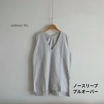 ordinary fits 그레이 V넥 슬리브리스 베스트
