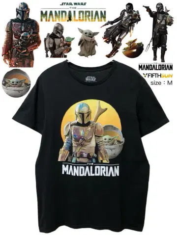 The Mandalorian 티셔츠 M 블랙 USA 구제 의류