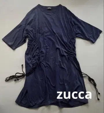 주카 zucca 로프 저지 원피스 7부 소매 컷티셔츠 네이비