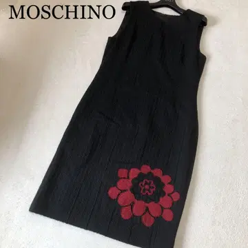 모스키노 전면 엠보싱 자수 원피스 블랙 레드 슬리브리스 사이즈 L 정도