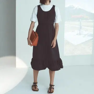 PLAN C 슬리브리스 원피스 플레어 A 라인 블랙 백 리본
