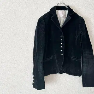 블랙 벨벳 테일러드 자켓 버튼 M 아우터 깔끔한