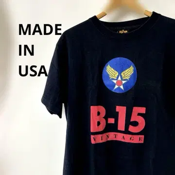 ALPHA VINTAGE 블랙 티셔츠 싱글 스티치 MADE IN USA