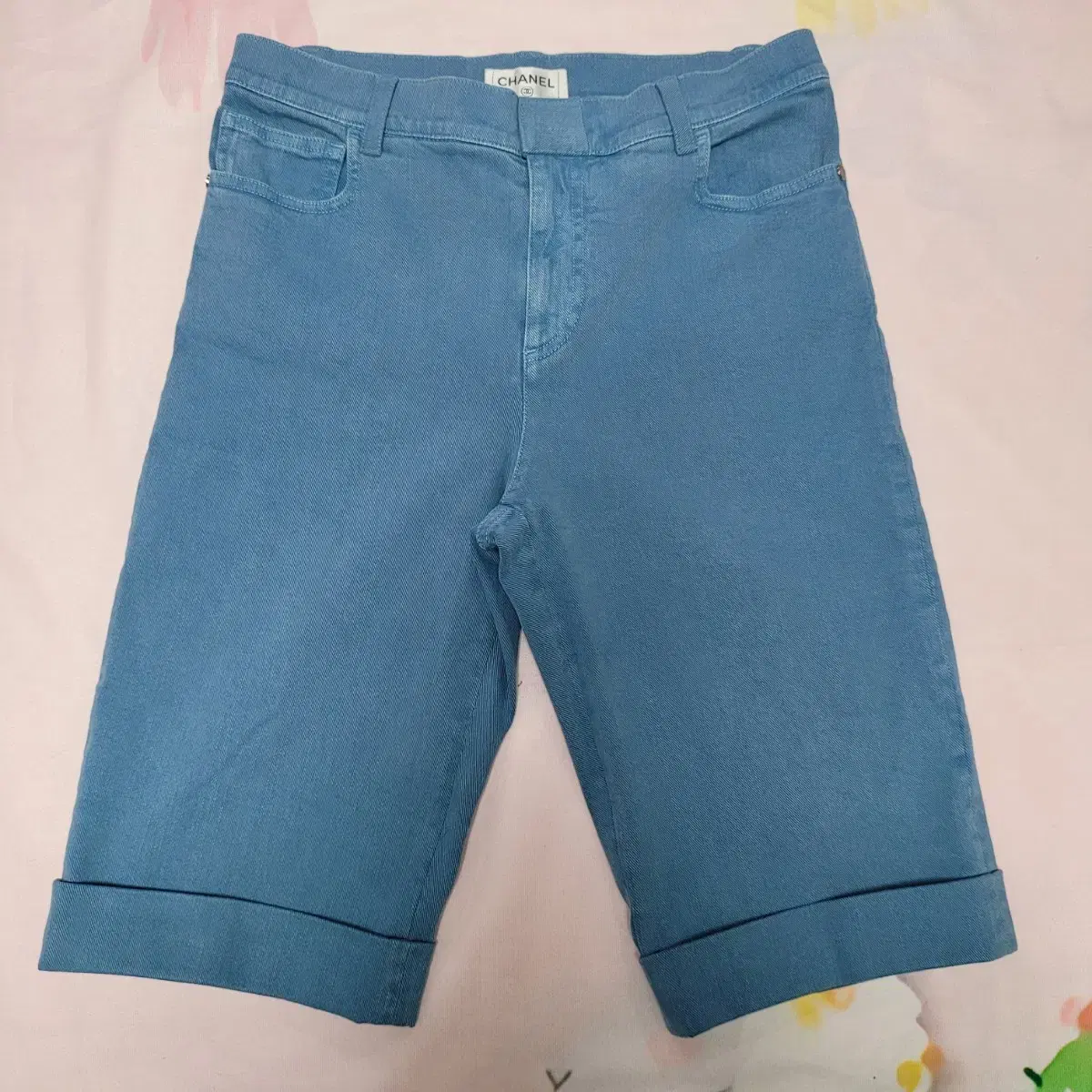 CHANEL Chanel Denim Shorts Blue vahn Shorts Size 38