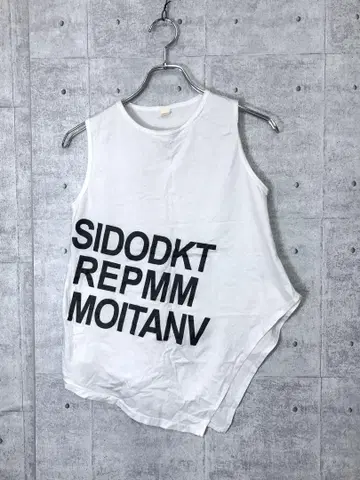 00's 인디즈 리즈 구제 의류 레터드 비대칭 슬리브리스 상의