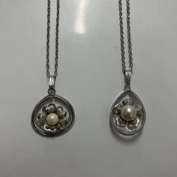 펄 실버 꽃 목걸이