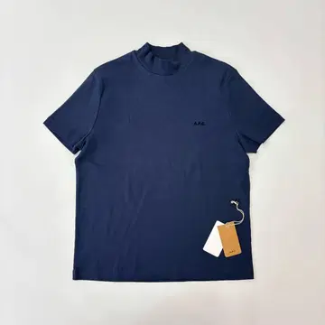 미사용 아페쎄 스몰 로고 모크넥 티셔츠 네이비 계열 M