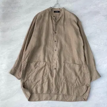 ZUCCa 주카 밴드 카라 오버 사이즈 린넨 셔츠 M 사이즈 일본제