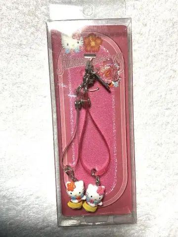 미사용 새상품 하와이 스트랩 산리오 키티 훌라 댄스 페어 2001년 제작