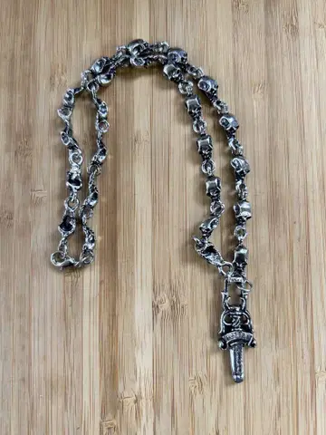 스컬 모티브 목걸이 약 50cm