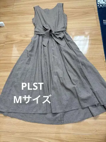 플라스테 슬리브리스 롱 원피스 린넨풍