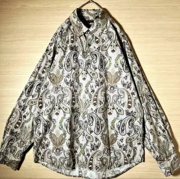 인기 페이즐리 긴팔 셔츠 L~XL 올 패턴 세련된 빈티지 구제 의류
