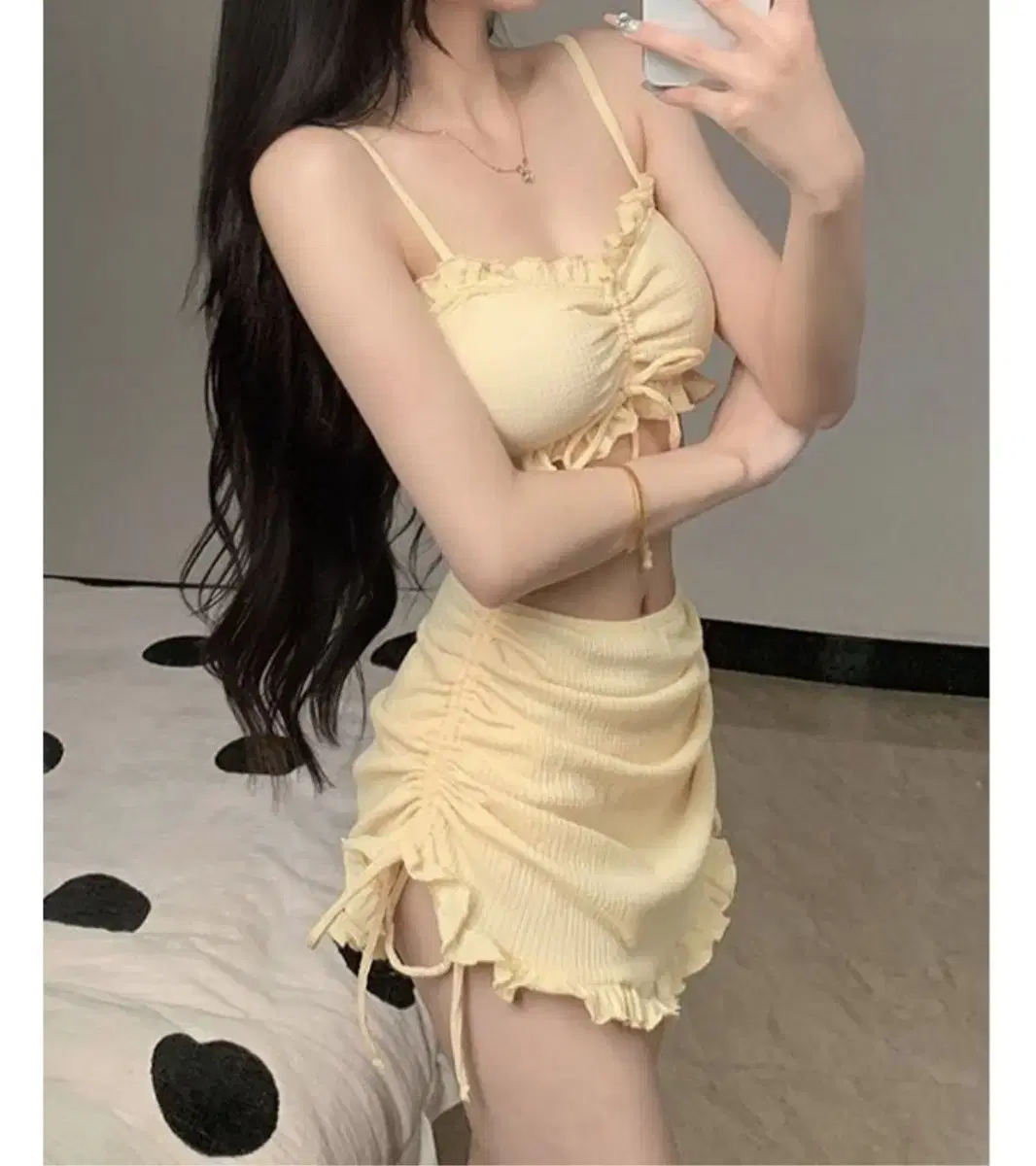 Yellow Frill 3-Piece Bikini Swimsuit