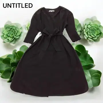 UNTITLED 빅 사이즈 4 허리 리본 롱 셔츠 원피스 블랙
