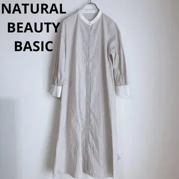 내추럴 뷰티 베이직 셔츠 원피스 롱 기장 베이지 M