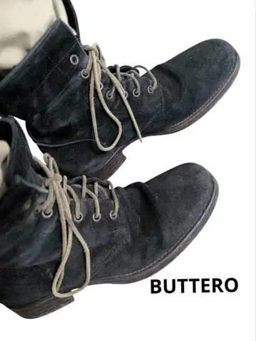 BUTTERO 블랙 스웨이드 레이스업 부츠 26.5 사이즈 가죽 비브람