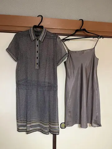 반팔 원피스와 그레이 슬립 원피스 세트