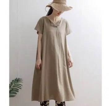 어반 리서치 도어스 린넨 레이온 스키퍼 미디 원피스