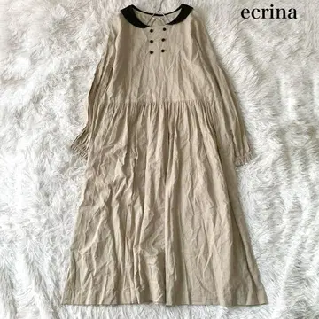 핸드메이드 작가 ecrina 세일러 카라 원피스 롱 내추럴 계열