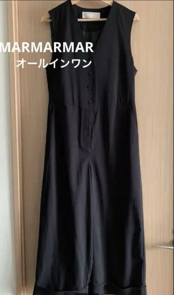 MARMARMAR 블랙 슬리브리스 와이드 레그 살로펫