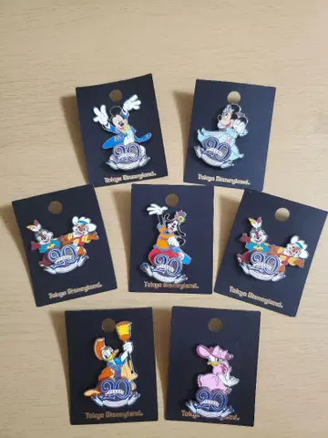 도쿄 디즈니랜드 20주년 기념 핀 배지 7개 세트 Disney