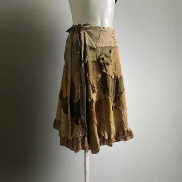 USA 70s 가죽 랩 스커트 빈티지 패치워크 미국 레어