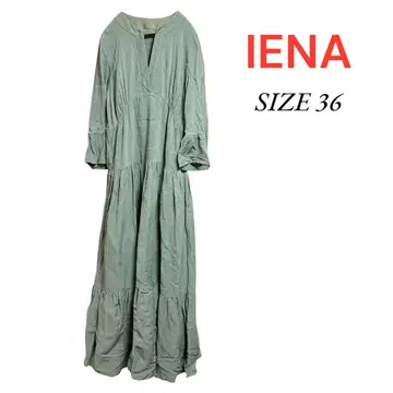 IENA 소매 플레어 티어드 원피스 린넨 혼방 사이즈 36