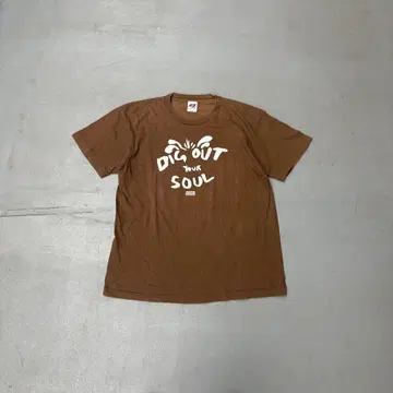 00s OASIS 리암 갤러거 브라운 페이드 반팔 티셔츠 남성용